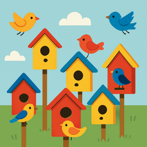 Colorful Birdhouse Village - DIY Painting By Numbers Kit