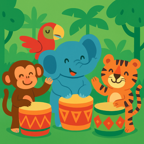 Funky Jungle Drum Circle - DIY Painting By Numbers Kit