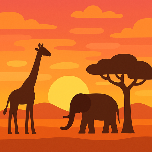 Sunny Safari Sunset - DIY Painting By Numbers Kit