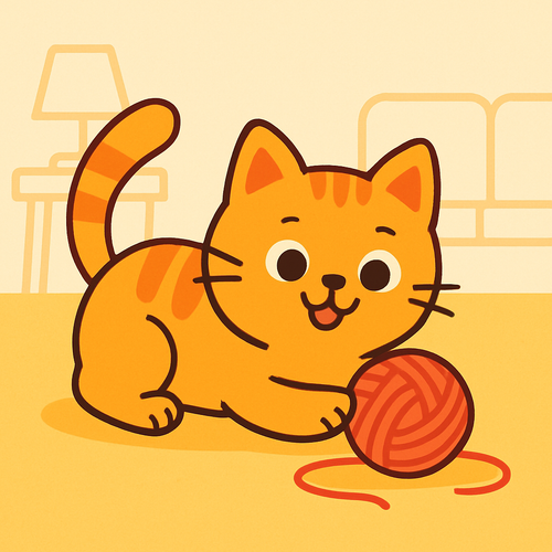 Curious Cat and Ball of Yarn - DIY Painting By Numbers Kit