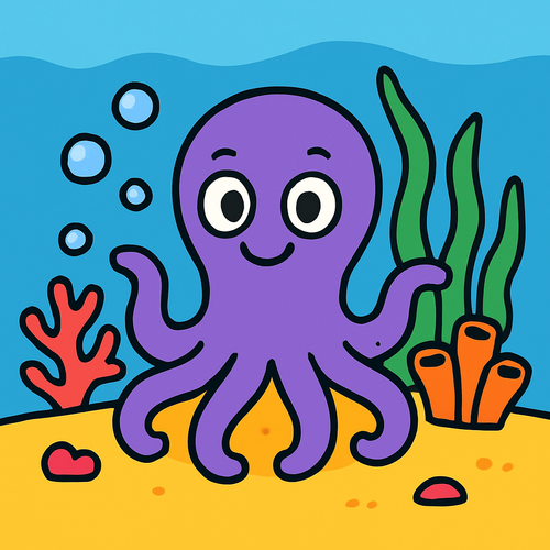 Cheerful Octopus Under the Sea - DIY Painting By Numbers Kit