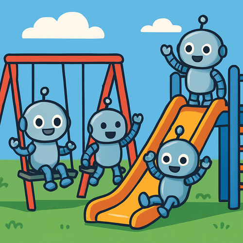Robot Friends in the Playground - DIY Painting By Numbers Kit
