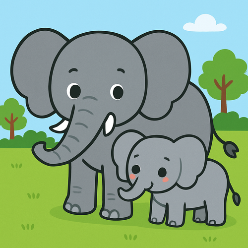 Wise Elephant and Baby - DIY Painting By Numbers Kit