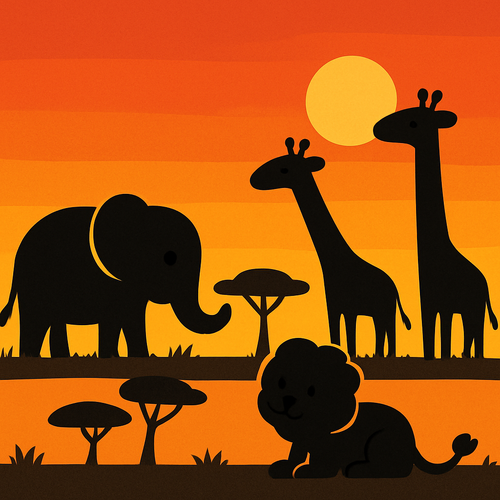 Safari Sunset Silhouettes - DIY Painting By Numbers Kit
