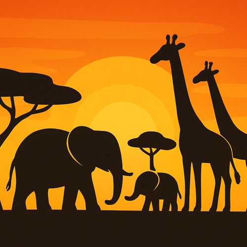 Safari Sunset Silhouettes - DIY Painting By Numbers Kit