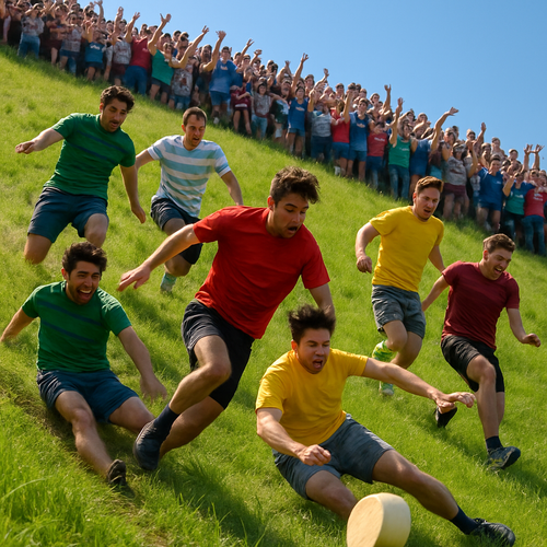 Cooper Hill Cheese Rolling - England - DIY Painting By Numbers Kit