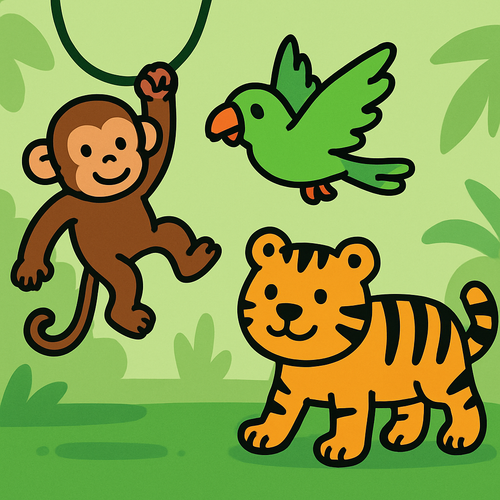 Cheerful Jungle Parade - DIY Painting By Numbers Kit