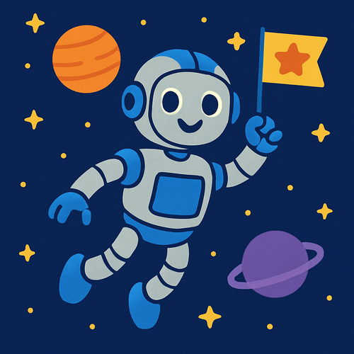 Outer Space Robot Friend - DIY Painting By Numbers Kit