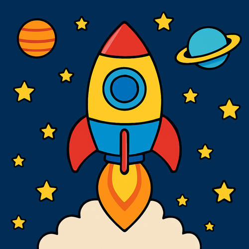 Space Explorer Rockets - DIY Painting By Numbers Kit