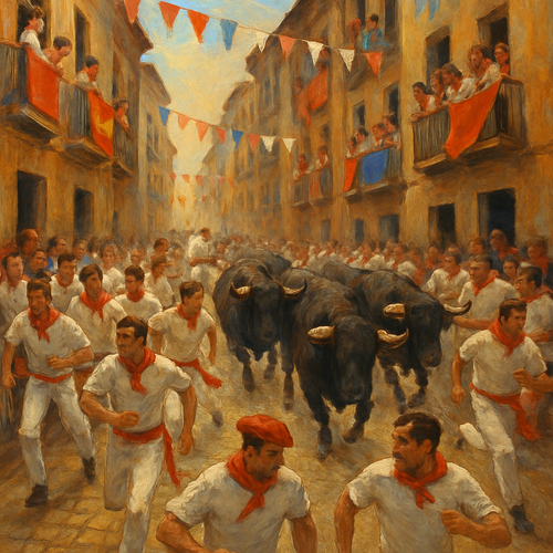 Fiesta de San Fermin (Running of the Bulls) - Spain - DIY Painting By Numbers Kit