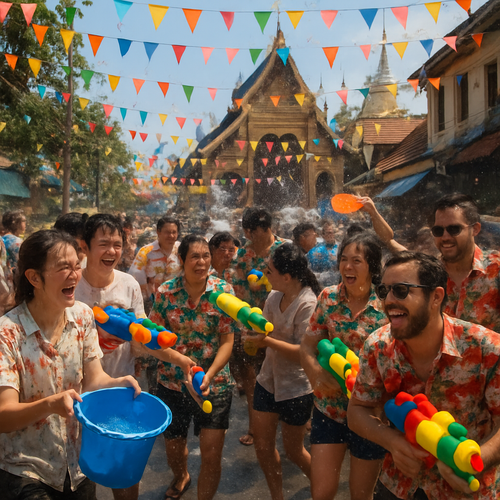 Songkran Water Festival - Thailand - DIY Painting By Numbers Kit
