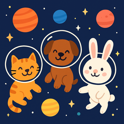 Space Animal Friends - DIY Painting By Numbers Kit