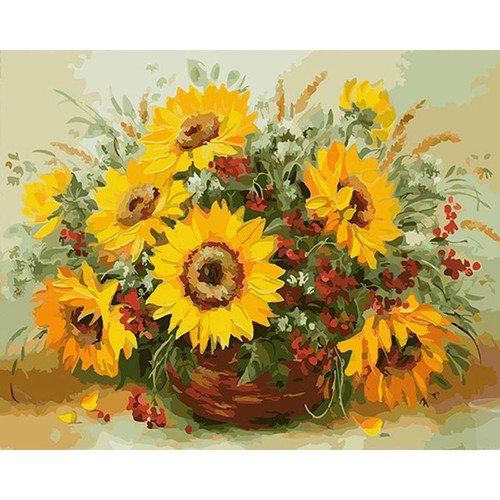 Sunflowers In A Basket - DIY Painting By Numbers Kit