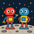 Space Robot Pals - DIY Painting By Numbers Kit Space Robot Pals - DIY Painting By Numbers Kit