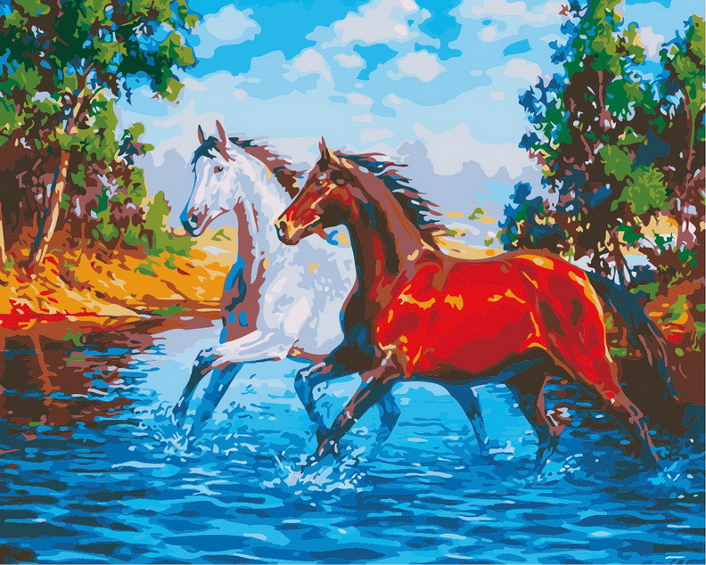 Majestic Horse Duo DIY Paint By Numbers Kit