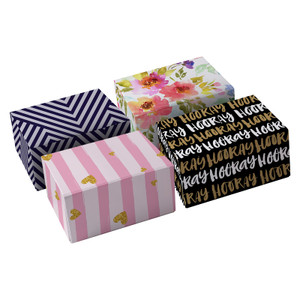 Snap-N-Store Gift Box Assortment, Small - Modern Chevron, Joyful Floral, Hooray, Gold Hearts/Pink Stripes - SNS03346
