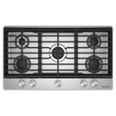 Kitchenaid® Gas-on-Metal Cooktop with 5 Versatile Burners and Edge-to-Edge Cast-Iron Grates KCGK336SSS