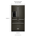 Kitchenaid® 25.8 Cu. Ft. 36" Multi-Door Freestanding Refrigerator with Platinum Interior Design and PrintShield™ Finish KRMF706EBS