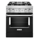 KitchenAid® 30'' Smart Commercial-Style Dual Fuel Range with 4 Burners KFDC500JBK