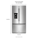 Kitchenaid® 23.8 cu. ft. 36" Counter-Depth French Door Platinum Interior Refrigerator with PrintShield™ Finish KRFC704FPS