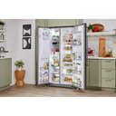 Kitchenaid® 22.6 cu ft. Counter-Depth Side-by-Side Refrigerator with Exterior Ice and Water and PrintShield™ finish KRSC703HPS