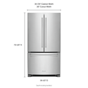 Kitchenaid® 25 Cu. Ft. 36-Width Standard Depth French Door Refrigerator with Interior Dispense KRFF305ESS