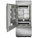 Kitchenaid® 20.9 Cu. Ft. 36" Width Built-In Stainless Bottom Mount Refrigerator with Platinum Interior Design KBBL306ESS