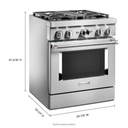 KitchenAid® 30'' Smart Commercial-Style Dual Fuel Range with 4 Burners KFDC500JSS