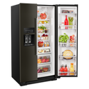 Kitchenaid® 19.9 cu ft. Counter-Depth Side-by-Side Refrigerator with Exterior Ice and Water and PrintShield™ finish KRSC700HBS