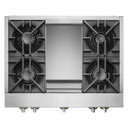 Jennair® 36" RISE™ Gas Professional-Style Rangetop with Chrome-Infused Griddle JGCP536HL