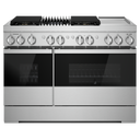 Jennair® NOIR™ 48" Dual-Fuel Professional Range with Chrome-Infused Griddle and Gas Grill JDRP748HM