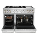 Jennair® RISE™ 48" Dual-Fuel Professional Range with Chrome-Infused Griddle and Gas Grill JDRP748HL