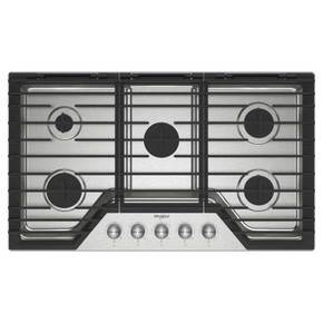 Whirlpool® 36-inch Gas Cooktop with Fifth Burner WCGK7036PS