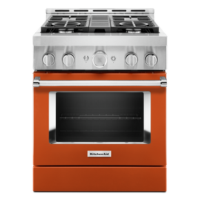 KitchenAid® 30'' Smart Commercial-Style Gas Range with 4 Burners KFGC500JSC