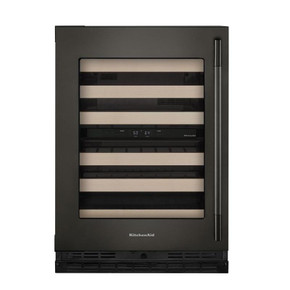 Kitchenaid® 24" Undercounter Wine Cellar with Full-Extension Wood-Front Racks KUWL524SBE