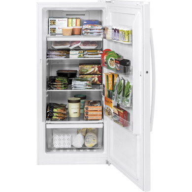 Upright Freezer, 28 inch Width, 14.1 cu. ft. Capacity, Frost Free, ENERGY STAR Certified, Interior Light (Freezer), White colour Garage Ready