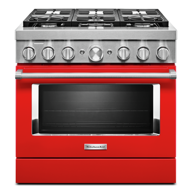 Cuisinière commerciale intelligente bicombustible KitchenAid®, 6 brûleurs, 36 po KFDC506JPA