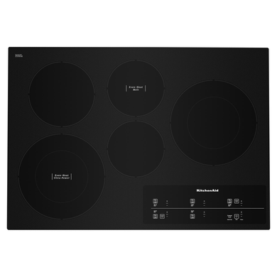 Kitchenaid® 30" Electric Cooktop with 5 Elements and Touch-Activated Controls KCES950KBL