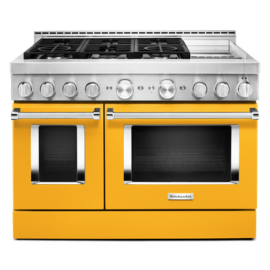 Cuisinière commerciale intelligente au gaz KitchenAid® avec plaque chauffante, 48 po KFGC558JYP