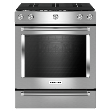 Kitchenaid® 30-Inch 5-Burner Gas Convection Front Control Range KSGG700ESS