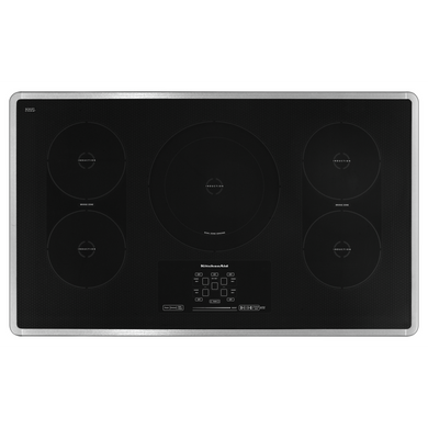 Kitchenaid® 36" Induction Cooktop with 5 Elements, Touch-Activated Controls and Power Slider KICU569XSS
