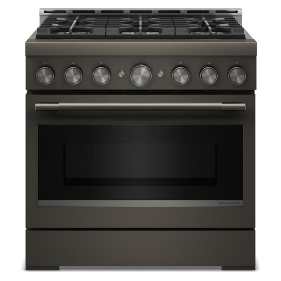 KitchenAid® 36-Inch 6 Burner Commercial-Style Gas Range with No Preheat Air Fry Mode KFGS936SBE