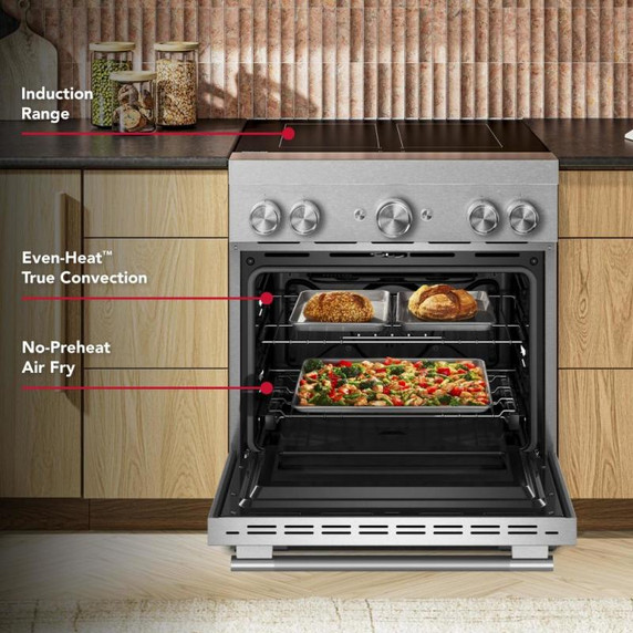 Kitchenaid® 30-Inch 4-Element Induction Freestanding Commercial-Style Range with Air Fry KFIS930SSS
