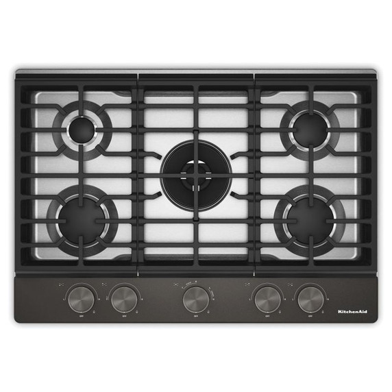 Kitchenaid® Gas-on-Metal Cooktop with an Integrated Wok Grate and CookShield™ Finish KCGK730SBE