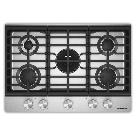 Kitchenaid® Gas-on-Metal Cooktop with an Integrated Wok Grate and CookShield™ Finish KCGK730SSS