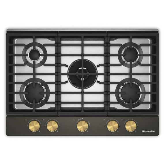 Kitchenaid® Gas-on-Metal Cooktop with an Integrated Wok Grate and CookShield™ Finish KCGK530SBE