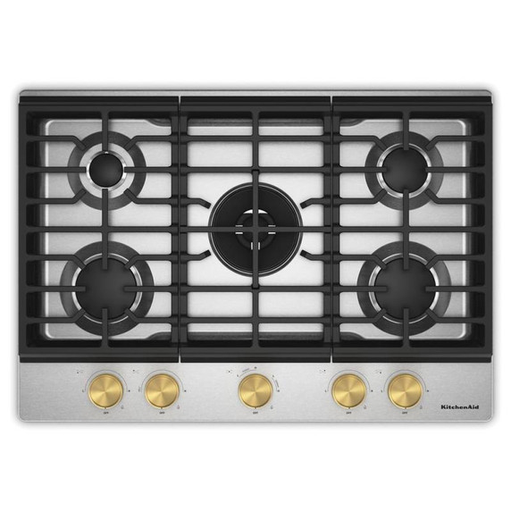 Kitchenaid® Gas-on-Metal Cooktop with an Integrated Wok Grate and CookShield™ Finish KCGK530SSS
