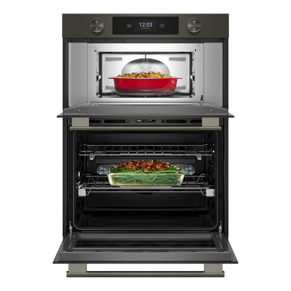 Kitchenaid® 30-inch Smart Electric Combo Wall Oven with Intelligent Cooking Camera - Black Ore KOEC930SBE