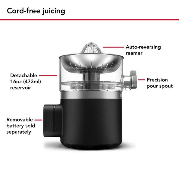 KitchenAid Go™ Cordless Citrus Juicer - battery sold separately KCJR160BM
