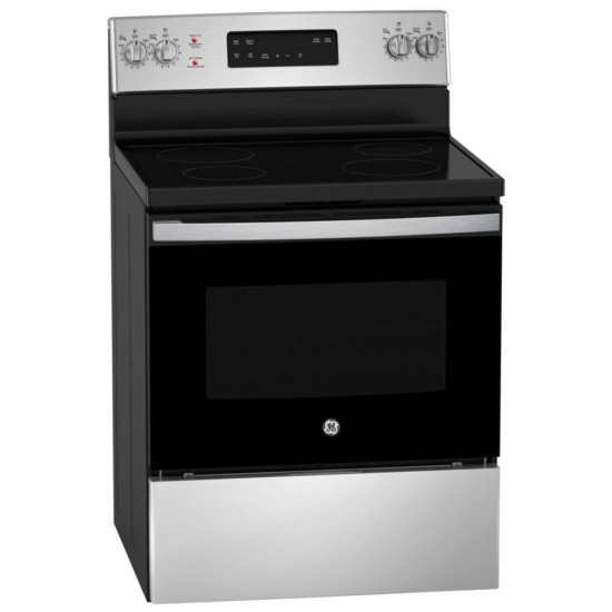 Electric Range, 5 cu. ft. Capacity, 30 inch Exterior Width, 4 Burners, Storage Drawer, Self Clean, 2,000 W Highest Element, Stainless Steel colour